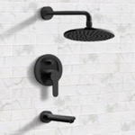 Remer TSF40 Matte Black Tub and Shower Faucet Set